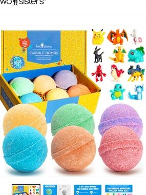 TWO SISTERS BUBBLE BATH BOMBS MONSTER SURPRISE SET OF 6
